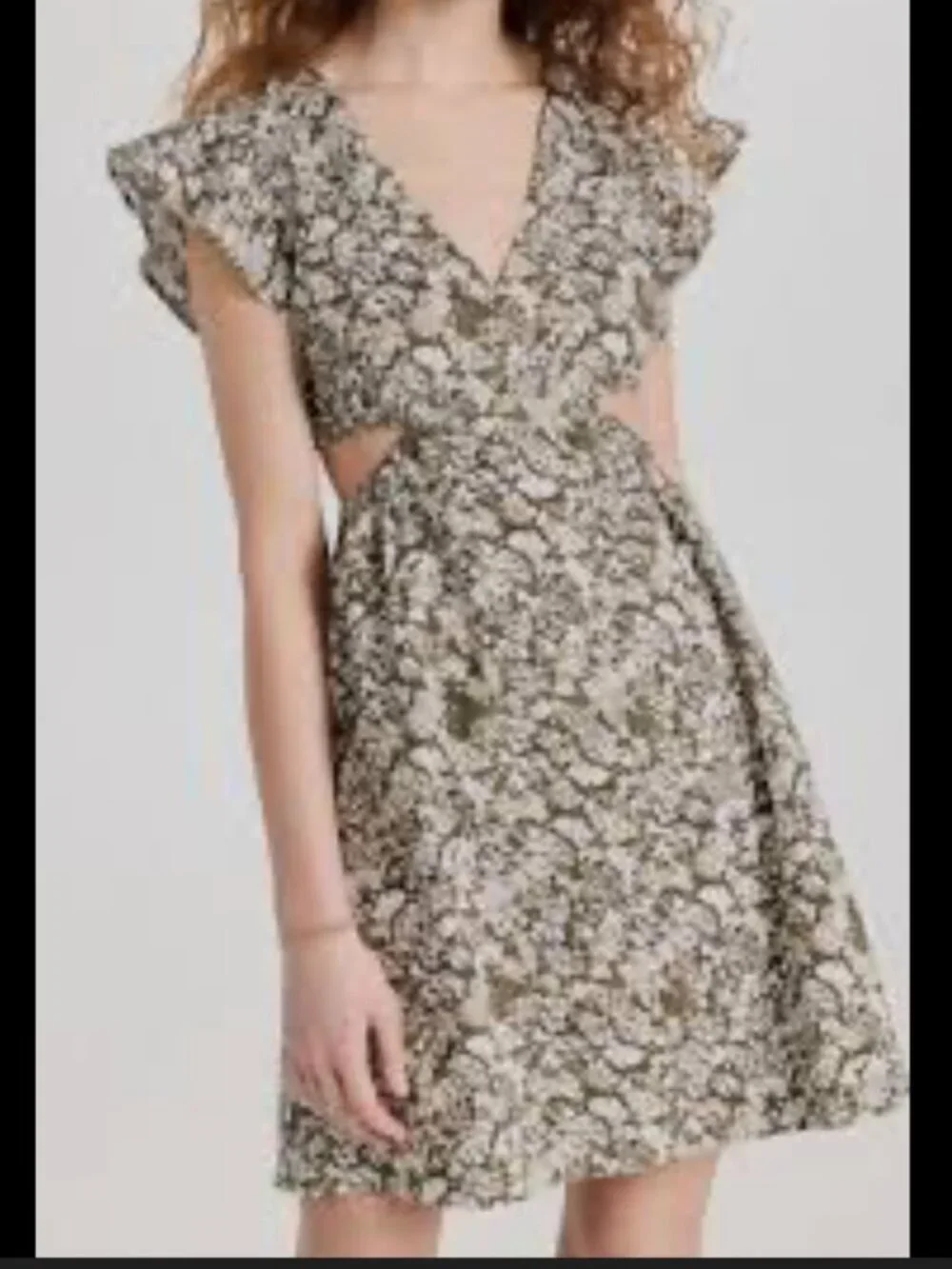 RAILS Nyla Cutout Cotton V Neck Dress Olive Vine Green Small - Picture 3 of 15